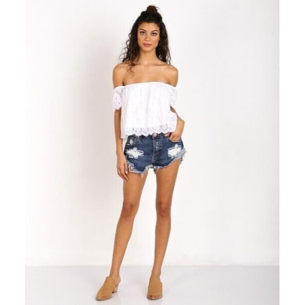 Show Me‎ Your Mumu Womens Ella Top Spring Fling Lace in White Size Small